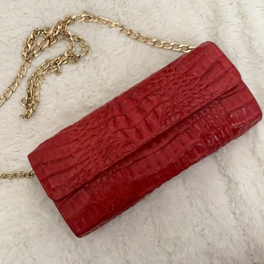 Genuine real Crocodile Clutch 10x4.5" NEW Red